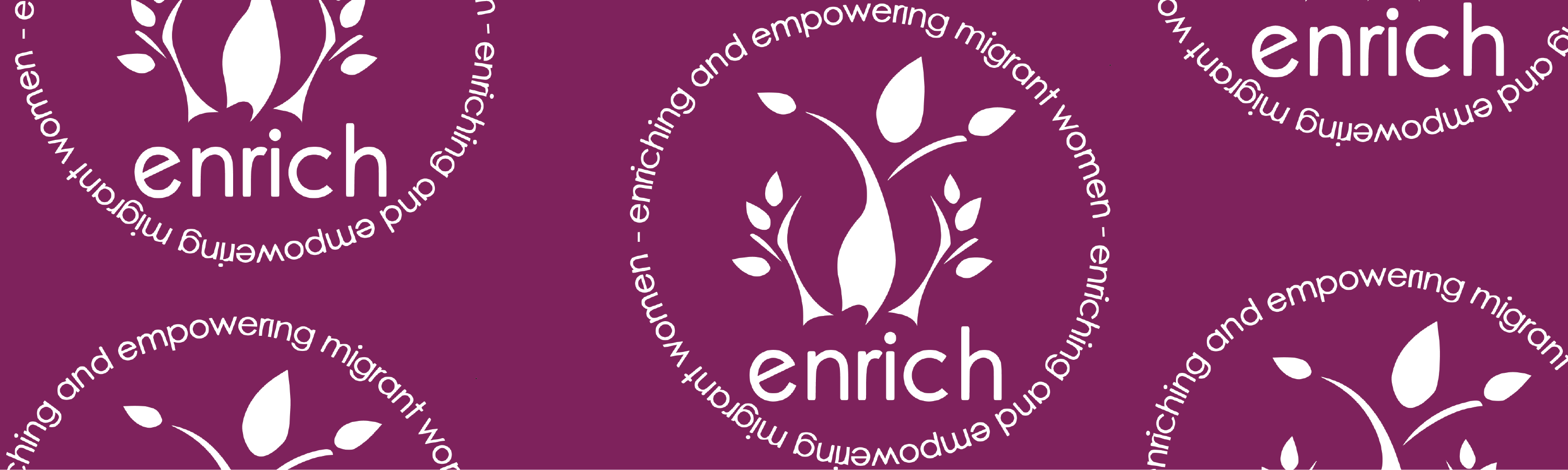 Enrich white logo on purple background