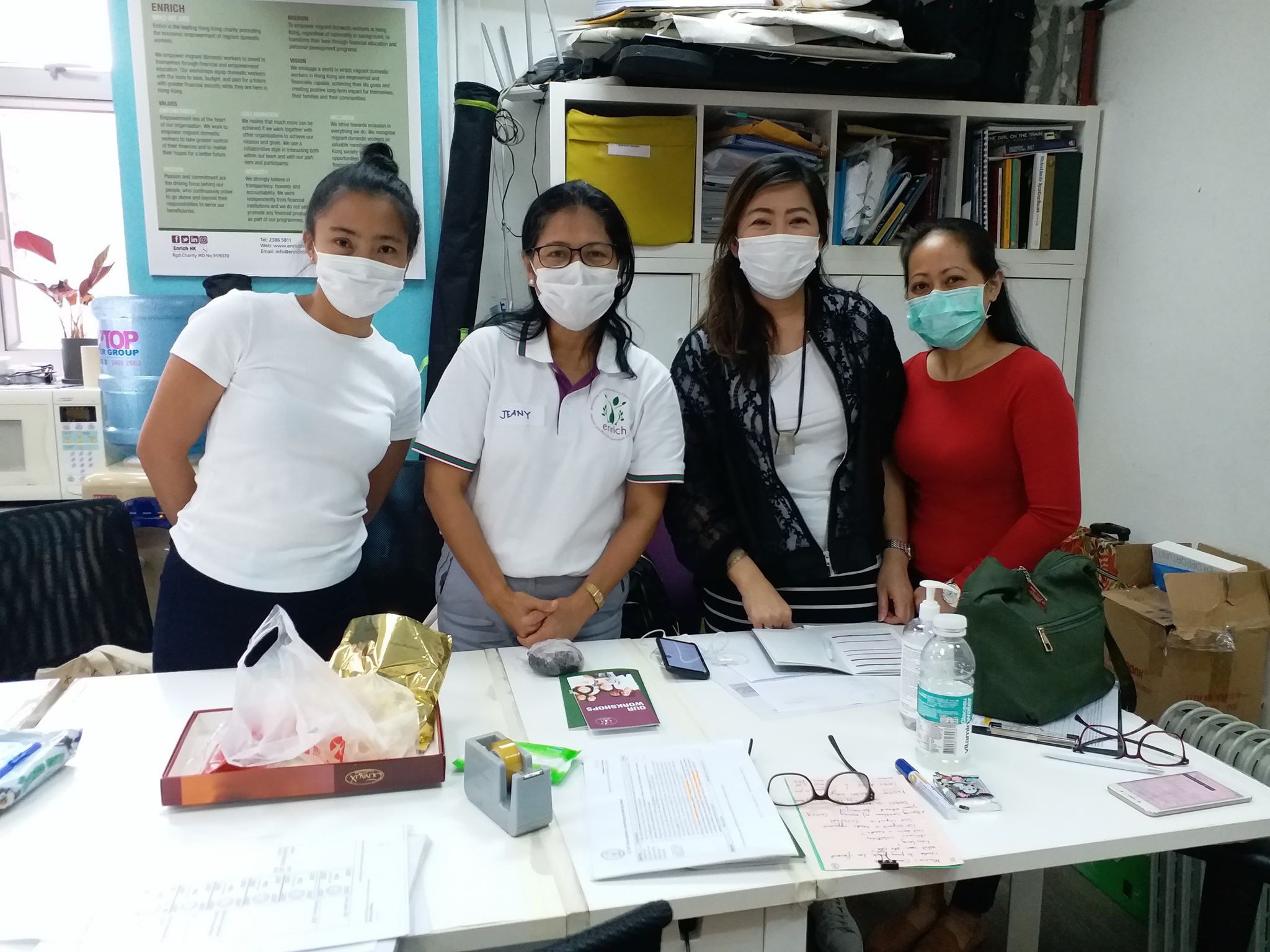 Participants at workshops, wearing masks